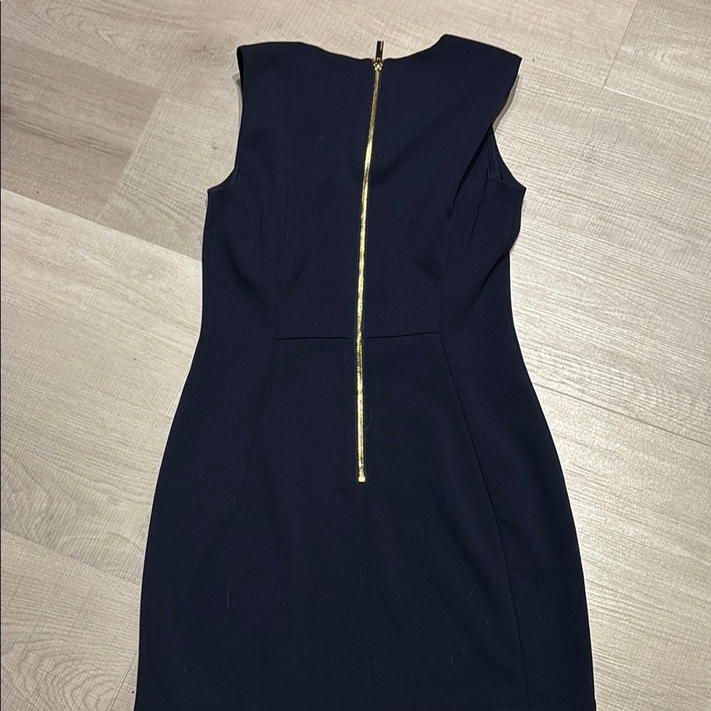 Calvin Klein Elegant Blue  Dress with Gold Zipper